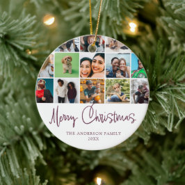 Ornamento De Cerâmica Colagem de fotos Natal Moderno