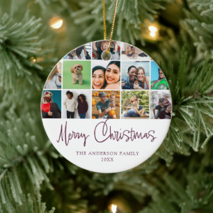 Ornamento De Cerâmica Colagem de fotos Natal Moderno