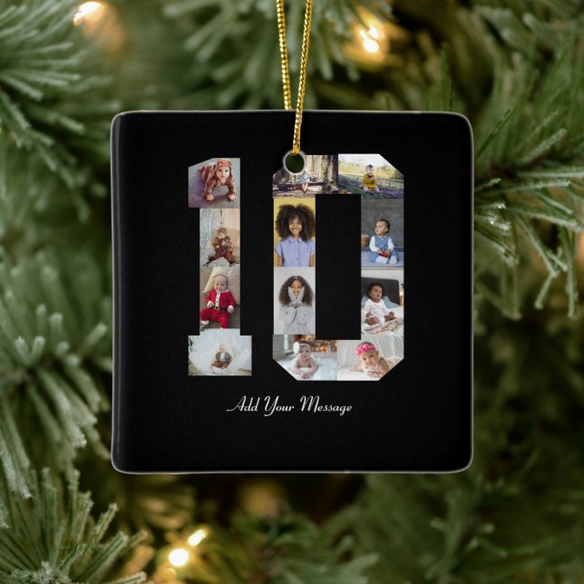 Ornamento De Cerâmica Colagem de Fotos Número 10 (Árvore)