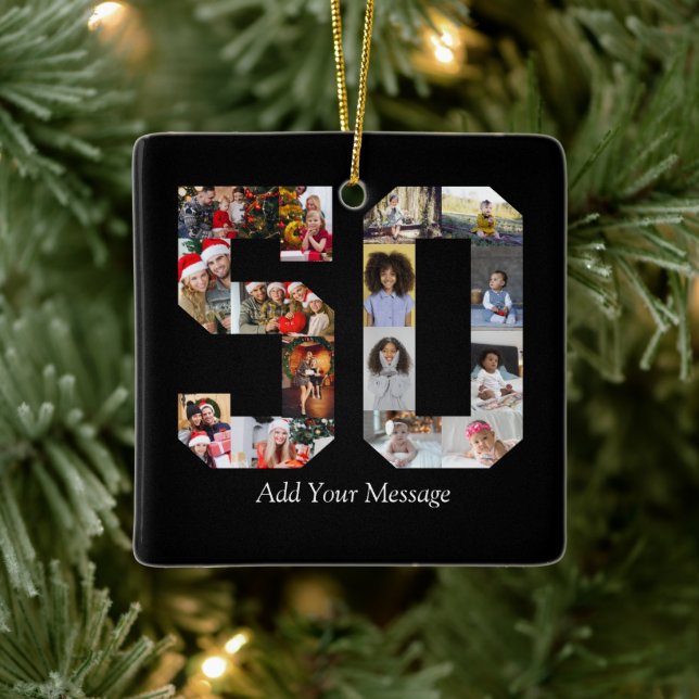 Ornamento De Cerâmica Colagem de Fotos Número 50 (Árvore)