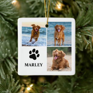 Ornamento De Cerâmica Colagem de Fotos Personalizada de Cão Amante de Pa