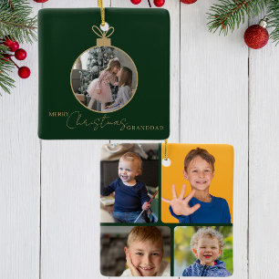 Ornamento De Cerâmica colagem de fotos personalizada Merry Christmas enf