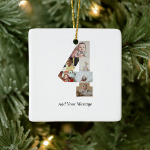 Ornamento De Cerâmica Colagem de Fotos Preta e Branco Número 4