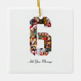 Ornamento De Cerâmica Colagem de Fotos Preta e Branco Número 6