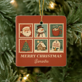 Ornamento De Cerâmica Colagem do Carimbo de Natal Retroativo