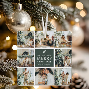 Ornamento De Cerâmica Colagem Moderna “Feliz Natal” Multi Foto