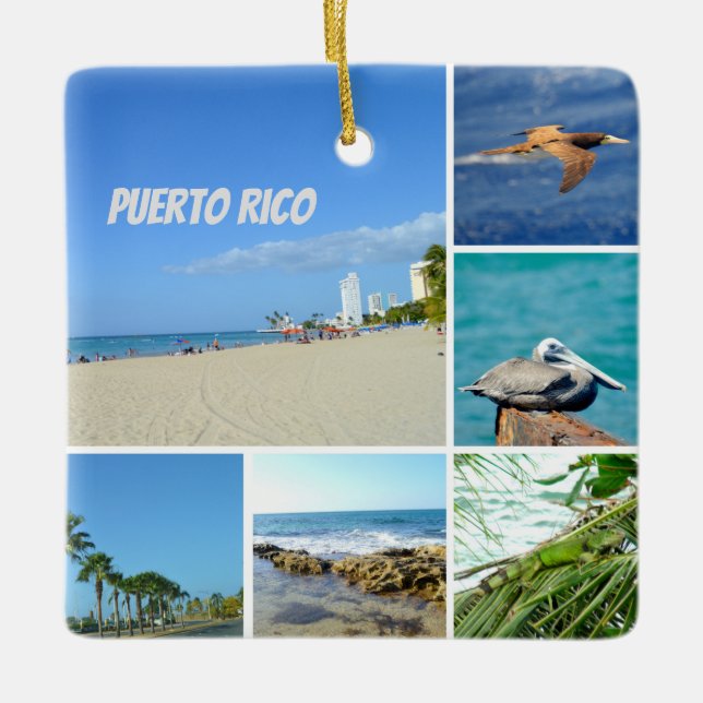 Ornamento De Cerâmica Colagem natural de San Juan, Porto Rico (Frente)