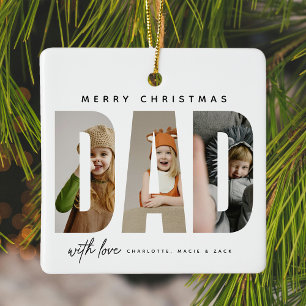 Ornamento De Cerâmica Colagem Personalizada de Fotos do PAI de Tendência