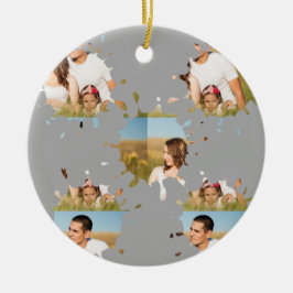 Ornamento De Cerâmica Colagem simples e elegante de fotos em círculo per