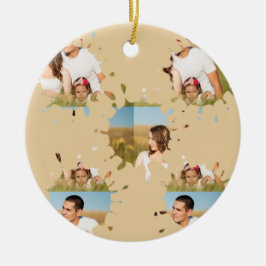 Ornamento De Cerâmica Colagem simples e elegante de fotos em círculo per