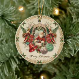 Ornamento De Cerâmica Colagem Vibrante Natal Victoriano