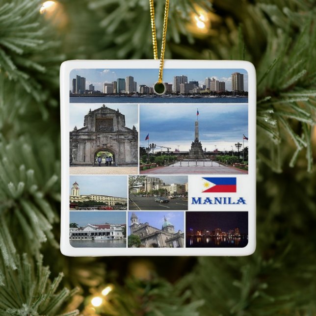 Ornamento De Cerâmica Colagem zPH003 MANILA, Filipinas, Ásia, (Árvore)