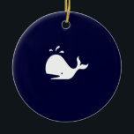 Ornamento De Cerâmica Colar da baleia de Glow_White-on-Blue do oceano<br><div class="desc">Decore sua árvore do feriado com um fulgor atraente do oceano, ícones marítimos, enfeites de natal branco-em-azuis do design da baleia. Ou, vestir-los gostam de uma colar. Nenhum solha! É inteiramente customizável, demasiado. Você pode mudar o tamanho, posição, cor, e, o número das baleias brancas, junto com a cor do...</div>
