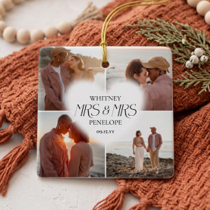 Ornamento De Cerâmica Colar de Fotos de Casamento Mrs & Mrs