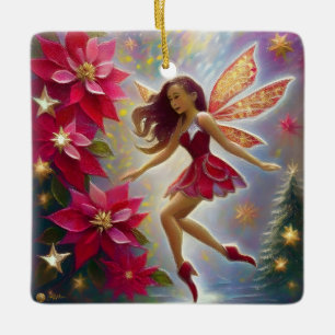 Ornamento De Cerâmica Coleção de Fadas de Natal - Cabelo Louro Claro