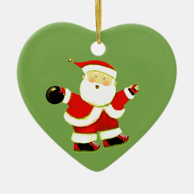 Ornamento De Cerâmica Coleção de Natal de Boliche (Frente)