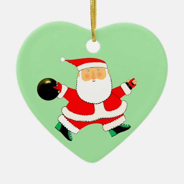 Ornamento De Cerâmica Coleção de Natal de Boliche (Frente)