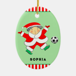 Ornamento De Cerâmica Coleção de Natal de Futebol Feminino