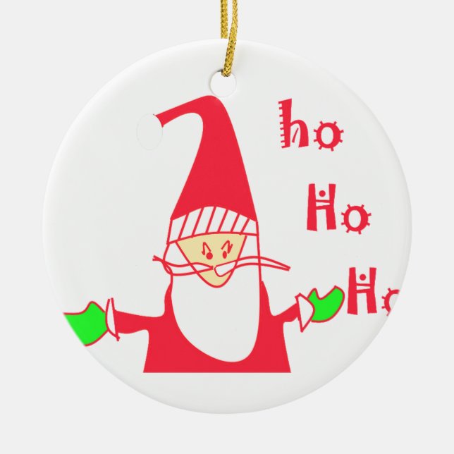 Ornamento De Cerâmica Coleção de Papais noeis de Mouse de Cartoon Bonito (Frente)