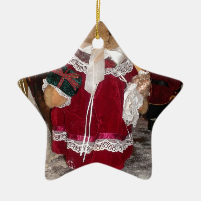 Ornamento De Cerâmica Coleção De Ursos De Pano De Natal. (Frente)