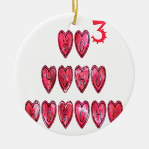 Ornamento De Cerâmica Coleção Ho Ho Hearts.
