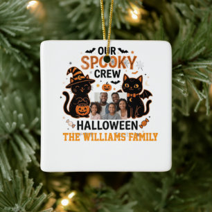 Ornamento De Cerâmica Coleção Personalizada de Família de Gato Preto de