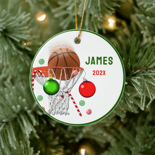 Ornamento De Cerâmica Colecionável de Natal de Basquetebol (Árvore)