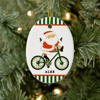 Ornamento De Cerâmica Colecionável de Natal de Ciclista