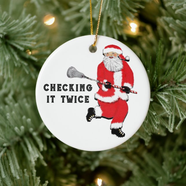 Ornamento De Cerâmica Colecionável de Natal de Lacrosse (Árvore)
