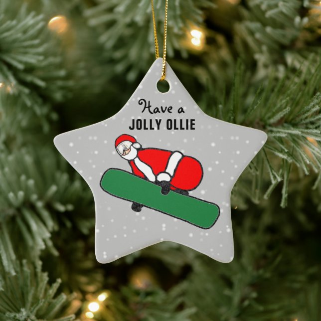 Ornamento De Cerâmica Colecionável de Natal de Snowboarding (Árvore)