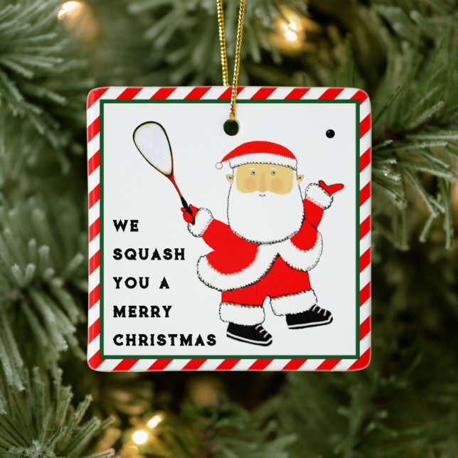 Ornamento De Cerâmica Colecionável de Natal para Jogador de Squash (Árvore)