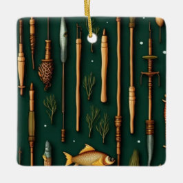 Ornamento De Cerâmica Coleta de Pesca