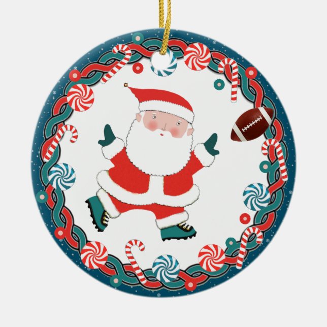 Ornamento De Cerâmica Coletor de Natal de Futebol (Frente)