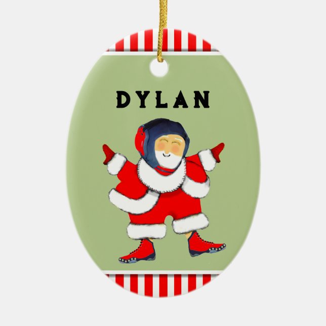 Ornamento De Cerâmica Coletor de Natal de Luta Personalizado (Frente)