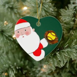 Ornamento De Cerâmica Coletor de Natal Personalizado de Softball
