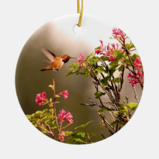 Ornamento De Cerâmica Colibri e flores
