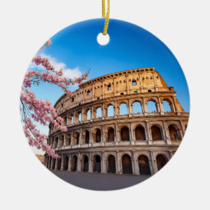 Ornamento De Cerâmica Coliseu de Roma Itália Pintado