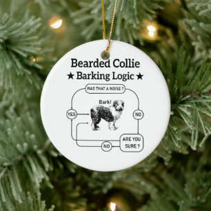 Ornamento De Cerâmica Collie Barking Logic Engraçado Cão Sarcástico