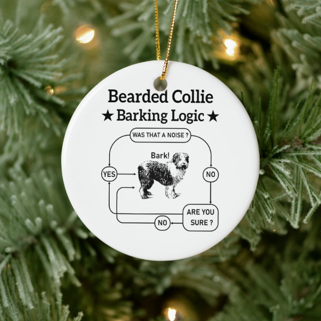Ornamento De Cerâmica Collie Barking Logic Engraçado Cão Sarcástico (Árvore)