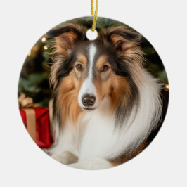 Ornamento De Cerâmica Collie Christmas