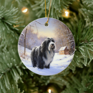 Ornamento De Cerâmica Collie, deixe nevar o Natal