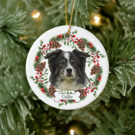 Ornamento De Cerâmica Collie dog Personalised Pet Ornament