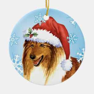 Ornamento De Cerâmica Collie feliz de Howliday