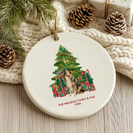 Ornamento De Cerâmica Collie Personalizado no Natal