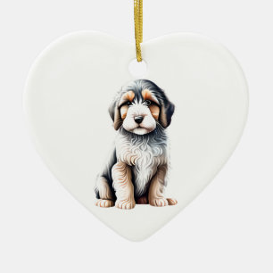 Ornamento De Cerâmica Collie Puppy com barba personalizada