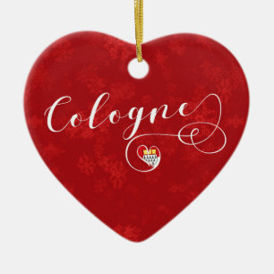 Ornamento De Cerâmica Cologne Heart, Christmas Tree Ornament, Alemanha