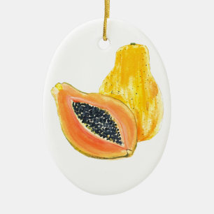Ornamento De Cerâmica Coloração aquosa do Papaya