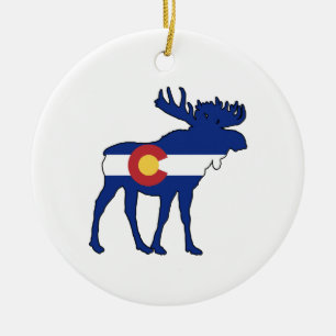 Ornamento De Cerâmica Colorado Flag Moose