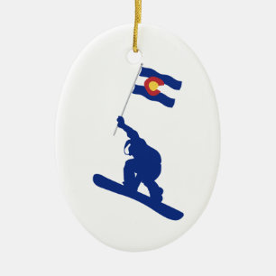 Ornamento De Cerâmica Colorado Snowboard Flag