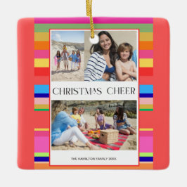 Ornamento De Cerâmica Colorida Bright 4 Foto do Natal Moderno